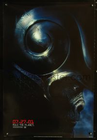 3p564 PLANET OF THE APES DS teaser style A one-sheet '01 Tim Burton, great image of huge army ape!