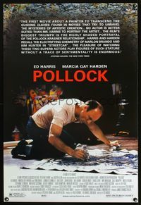 3p569 POLLOCK review one-sheet movie poster '00 cool image of Ed Harris as artist Jackson Pollock!
