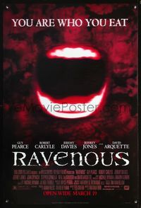 3p584 RAVENOUS advance style A one-sheet '99 Guy Pearce, cannibal horror comedy, creepy image!