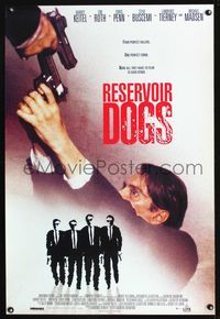 3p591 RESERVOIR DOGS video 1sh '92 Quentin Tarantino, great image of paranoid Steve Buscemi w/gun!