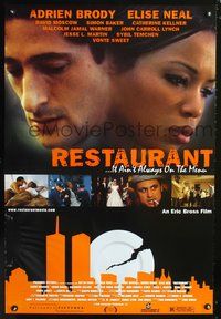 3p593 RESTAURANT DS one-sheet movie poster '98 close-up images of Adrien Brody & Elise Neal!
