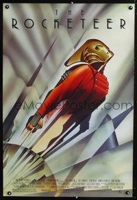 3p601 ROCKETEER DS one-sheet movie poster '91 Disney, really cool John Mattos art of flying man!