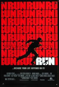 3p606 RUN DS one-sheet movie poster '91 Patrick Dempsey, Kelly Preston, cool artwork of man running!