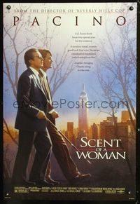 3p622 SCENT OF A WOMAN DS one-sheet '92 great image of blind Al Pacino walking with Chris O'Donnell!
