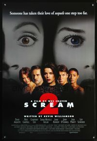 3p628 SCREAM 2 DS one-sheet movie poster '97 Wes Craven, Neve Campbell, David Arquette, Jada Pinkett