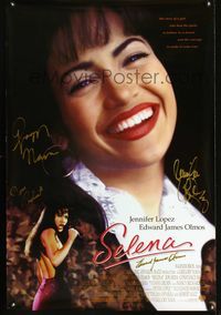 3p636 SELENA signed one-sheet movie poster '97 sexy Jennifer Lopez as Latino singer Quintanilla!