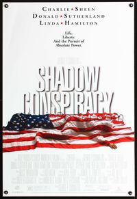 3p641 SHADOW CONSPIRACY DS one-sheet movie poster '97 cool image of corpse covered up by U.S. flag!