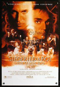 3p654 SIEGFRIED & ROY THE MAGIC BOX DS IMAX one-sheet '99 cool image of magicians w/white lions!