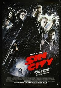 3p658 SIN CITY advance 1sheet '05 graphic novel by Frank Miller, cool image of Bruce Willis & cast