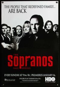 3p673 SOPRANOS TV advance one-sheet poster '99 classic image of James Gandolfini & Lorraine Bracco!