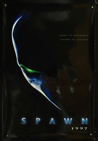 3p675 SPAWN teaser 1sheet '97 from Todd McFarlane comic book, born in darkness & sworn to justice!