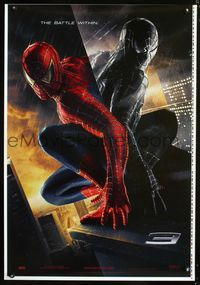 3p683 SPIDER-MAN 3 DS teaser printer's test 1sheet '07 cool mirror image of good & bad Spider-Man!