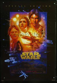 3p004 STAR WARS DS advance style B 1sh R97 George Lucas classic, great Drew Struzan art!