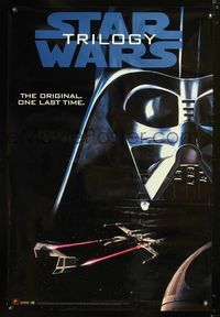 3p002 STAR WARS TRILOGY video 1sh poster 1995 George Lucas, great image of Darth Vader!
