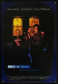 3p693 STATE OF GRACE one-sheet movie poster '90 cool image of Sean Penn, Ed Harris, & Gary Oldman!