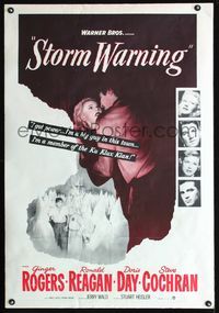 3p699 STORM WARNING Commercial Studio style 1sheet R80s cool art of Ginger Rogers & Ronald Reagan!