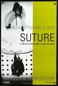 3p708 SUTURE int'l one-sheet movie poster '93 Dennis Haysbert, Mel Harris, cool black & white image!