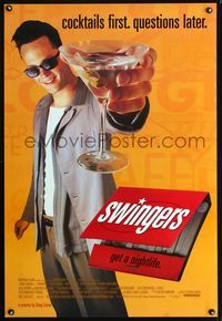 3p709 SWINGERS DS one-sheet '96 partying Vince Vaughn with giant martini, directed by Doug Liman!