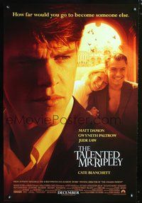 3p712 TALENTED MR. RIPLEY DS advance one-sheet poster '99 Matt Damon, Jude Law, Gwyneth Paltrow!