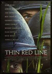3p720 THIN RED LINE DS style B one-sheet '98 great battle image of Penn, Brody & Clooney's helmets!
