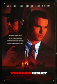 3p725 THUNDERHEART int'l 1sh '92directed by Michael Apted, cool different image of Val Kilmer w/gun!
