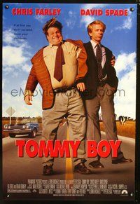 3p735 TOMMY BOY DS one-sheet '95 great full-length image of screwballs Chris Farley & David Spade!