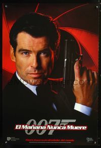 3p738 TOMORROW NEVER DIES Span/US DS teaser 1sh '97 close image of Pierce Brosnan as James Bond 007!