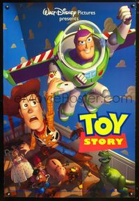 3p742 TOY STORY DS 1sh '95 Disney & Pixar cartoon, great image of Buzz, Woody & cast!