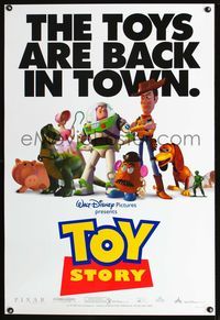 3p741 TOY STORY DS one-sheet '95 Disney & Pixar cartoon, great image of Buzz, Woody & cast!