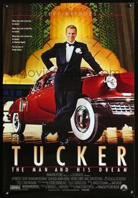 3p751 TUCKER: THE MAN & HIS DREAM one-sheet '88 Francis Ford Coppola, c/u of Jeff Bridges in tux!