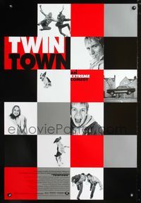 3p753 TWIN TOWN int'l one-sheet '97 Rhys Ifans, Llyr Evans, Dougray Scott, cool poster design!