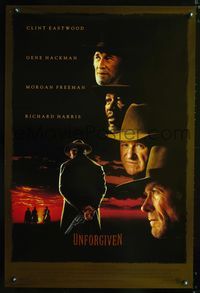 3p758 UNFORGIVEN DS one-sheet '92 classic image of gunslinger Clint Eastwood with his back turned!