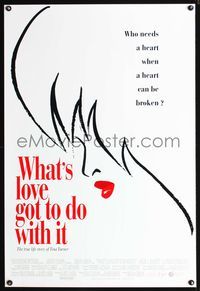 3p776 WHAT'S LOVE GOT TO DO WITH IT DS int'l one-sheet '93 cool silhouette artwork of Tina Turner!