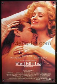 3p777 WHEN I FALL IN LOVE int'l one-sheet poster '88 Dennis Quaid gets close with Jessica Lange!