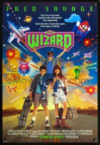3p790 WIZARD advance one-sheet movie poster '89 Fred Savage, Nintendo, wacky video game art!