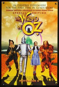 3p792 WIZARD OF OZ advance one-sheet R98 Victor Fleming all-time classic, great image of cast!