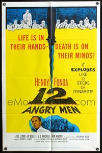3r002 12 ANGRY MEN 1sh '57 Henry Fonda, Sidney Lumet courtroom jury classic,life is in their hands!