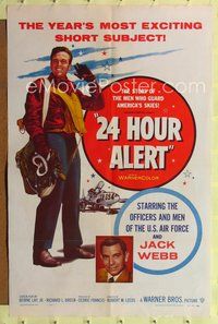 3r013 24 HOUR ALERT one-sheet '56 great image of U.S. Air Force pilot holding gear + Jack Webb!