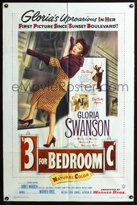 3r015 3 FOR BEDROOM C one-sheet poster '52 cool art of glamorous Gloria Swanson boarding train!