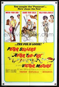 3r033 AFTER THE FOX one-sheet movie poster '66 Caccia alla Volpe, Peter Sellers, Frazetta art!