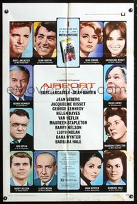 3r038 AIRPORT domestic one-sheet '70 Burt Lancaster, Dean Martin, Jacqueline Bisset, Jean Seberg