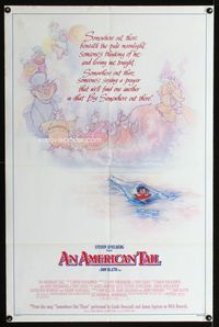3r048 AMERICAN TAIL style B 1sh '86 Steven Spielberg, Don Bluth, art of Fievel the mouse by Struzan!