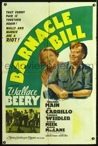 3r071 BARNACLE BILL style D one-sheet movie poster '41 Wallace Beery, Marjorie Main, Leo Carrillo!
