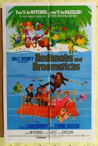 3r078 BEDKNOBS & BROOMSTICKS one-sheet poster '71 Walt Disney, Angela Lansbury, great cartoon art!