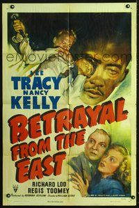 3r087 BETRAYAL FROM THE EAST style A 1sheet '44 Lee Tracy & Nancy Kelly spy in Asia, cool artwork!