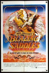 3r100 BLAZING SADDLES one-sheet '74 classic Mel Brooks western, art of Cleavon Little by John Alvin!