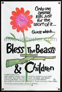 3r101 BLESS THE BEASTS & CHILDREN one-sheet '71 Stanley Kramer, only one animal kills for sport!