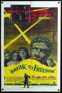 3r116 BREAK TO FREEDOM one-sheet poster '55 World War II prison escape, Anthony Steel, Jack Warner!