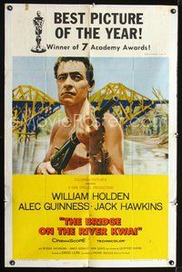 3r118 BRIDGE ON THE RIVER KWAI style B 1sheet '58 William Holden, Alec Guinness, David Lean classic!