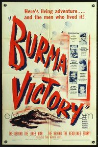 3r128 BURMA VICTORY one-sheet movie poster '45 WWII behind the lines documentary!